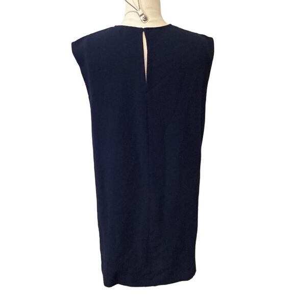 Rebecca Minkoff Shift Dress Crepe Navy Blue Pink Tuxedo Stripe Size Small - Picture 4 of 6
